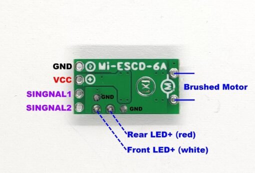 DasMikro 1S6A Micro Bi-Directional Brushed ESC With Front/Rear Light control Without Brake - Image 2