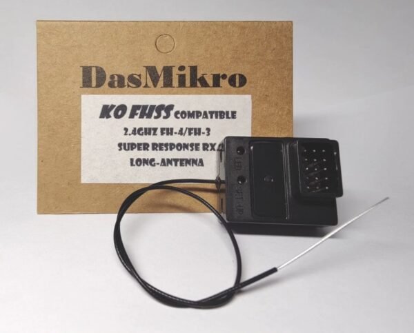 DASMIKRO KO FHSS SUPER RESPONSE LONG ANTENNA 4CH GYRO RECEIVER DSK-241L - Image 2